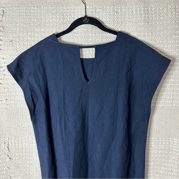 TAYLOR STITCH navy blue Loma linen midi dress M - Picture 10 of 11